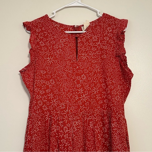 Mata Traders Prairie Floral Feminine Flirty Ruffled Midi Dress Red Daisy - Picture 6 of 11
